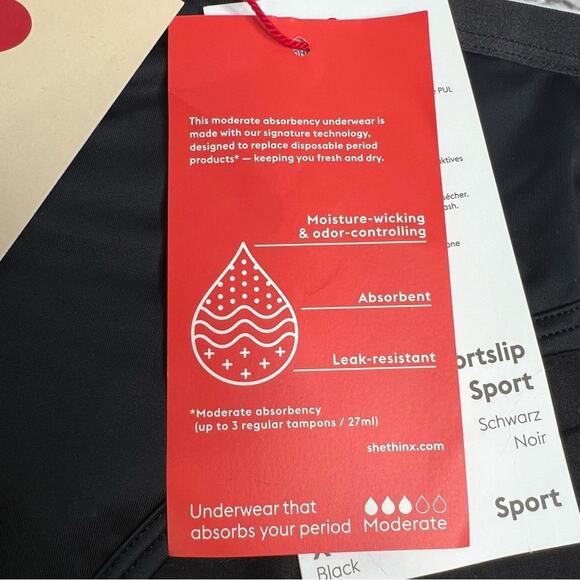 Thinx Period Underwear Sport X Black Plus Size Period Panties Moderate NEW - Picture 8 of 11